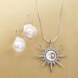 12mm Sun and Moon Shell Cameo Pendant with .62 ct. t.w. Diamonds in Sterling Silver