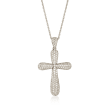 .98 ct. t.w. Pave Diamond Rounded Cross Pendant Necklace in 14kt White Gold