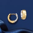 14kt Two-Tone Gold Reversible Huggie Hoop Earrings