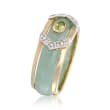 Multicolored Jade and Multi-Stone Jewelry Set: Seven Bands with Diamond-Accented 14kt Gold Ring Jacket