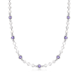 Italian 1.60 ct. t.w. Bezel-Set Violet CZ and Sterling Silver Disc Station Necklace
