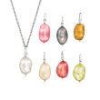 6-7mm Cultured Multicolored Pearl Jewelry Set: Seven Pendants with Necklace in Sterling Silver