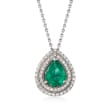 1.20 Carat Emerald and .43 ct. t.w. Diamond Necklace in 18kt White Gold