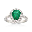 1.70 Carat Pear Emerald and .95 ct. t.w. Diamond Ring in 14kt White Gold