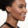 ALOR Black and Gray Stainless Steel Cable Multi-Oval Drop Earrings with 18kt White Gold