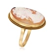 C. 1970 Vintage Pink Shell Cameo Ring in 14kt Yellow Gold 