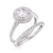 1.00 Carat Moissanite and .46 ct. t.w. Diamond Engagement Ring in 14kt White Gold