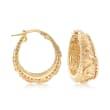 14kt Yellow Gold Scroll Design Hoop Earrings