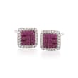 Gregg Ruth .73 ct. t.w. Ruby and .20 ct. t.w. Diamond Stud Earrings in 18kt White Gold
