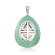 Jade &quot;Longevity&quot; Chinese Symbol Pendant Necklace in Sterling Silver