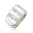 Belle Etoile &quot;Regal&quot; Mother-Of-Pearl and .70 ct. t.w. CZ Ring in Sterling Silver