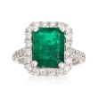 3.30 Carat Emerald and .95 ct. t.w. Diamond Ring in 14kt White Gold