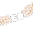 5-6mm Cultured Pearl Torsade Necklace with Sterling Silver