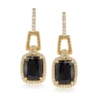 Judith Ripka &quot;Arianna&quot; Black Onyx and .45 ct. t.w. Diamond Drop Earrings in 18kt Yellow Gold