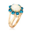 1.00 ct. t.w. Apatite and Opal Ring with Diamond Accents in 14kt Yellow Gold