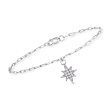 .10 ct. t.w. Pave Diamond North Star Paper Clip Link Bracelet in Sterling Silver