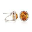 4.60 ct. t.w. Citrine and .32 ct. t.w. Diamond Oval Earrings in 14kt White Gold 