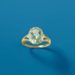 4.00 Carat Green Prasiolite Ring with Diamond Accents in 14kt Yellow Gold