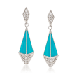 Belle Etoile &quot;Pyramid&quot; Turquoise-Blue Enamel and 1.60 ct. t.w. CZ Earrings in Sterling Silver