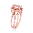 3.18 Carat Morganite and .52 ct. t.w. Diamond Ring in 14kt Rose Gold