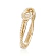 Phillip Gavriel &quot;Italian Cable&quot; Diamond-Accented Double-Loop Ring in 14kt Yellow Gold