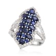 3.20 ct. t.w. Sapphire and .76 ct. t.w. White Zircon Ring in Sterling Silver