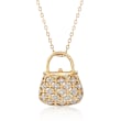 C. 1990 Vintage .25 ct. t.w. Diamond Purse Pendant Necklace in 14kt Yellow Gold