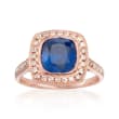 C. 2000 Vintage 3.15 Sapphire and .50 ct. t.w. Diamond Ring in 14kt Rose Gold