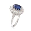 C. 1990 Vintage 2.55 Carat Sapphire and 1.49 ct. t.w. Diamond Ring in 18kt White Gold