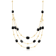 Onyx Bead Station Necklace in 18kt Gold Over Sterling