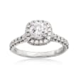 .49 ct. t.w. Diamond Halo Engagement Ring Setting in 14kt White Gold