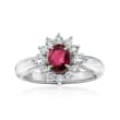C. 1990 Vintage 1.07 Carat Ruby and .53 ct. t.w. Diamond Ring in Platinum