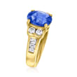 C. 1980 Vintage 2.60 Carat Oval Sapphire and .70 ct. t.w. Diamond Ring in 18kt Yellow Gold