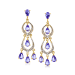 4.80 ct. t.w. Tanzanite Chandelier Earrings with Diamond Accents in 18kt Gold Over Sterling and Sterling Silver