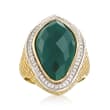 Green Chalcedony and .30 ct. t.w. White Zircon Ring in 18kt Gold Over Sterling