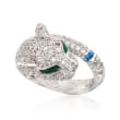 4.00 ct. t.w. CZ and Simulated Multi-Stone Panther Ring in Sterling Silver