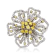 Yellow CZ and 6.00 ct. t.w. White CZ Flower Pin in Sterling Silver