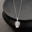 1.00 ct. t.w. CZ Skull Pendant Necklace in Sterling Silver