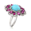 Turquoise and 2.50 ct. t.w. Multi-Stone Ring in Sterling Silver