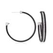 ALOR &quot;Noir&quot; Black and Gray Stainless Steel Cable Hoop Earrings with 18kt White Gold