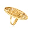 Italian 18kt Yellow Gold Oval Openwork Rose Ring