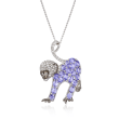 3.50 ct. t.w. Tanzanite and .60 ct. t.w. White Topaz Monkey Pendant Necklace in Sterling Silver