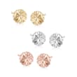 14kt Tri-Colored Gold Jewelry Set: Three Pairs of Diamond-Cut Dome Stud Earrings