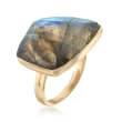 Kite-Shaped Labradorite Ring in 18kt Gold Over Sterling