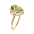 2.80 Carat Peridot and .10 ct. t.w. Diamond Ring in 14kt Yellow Gold