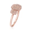 .44 ct. t.w. Pave Diamond Three Square-Top Ring in 14kt Rose Gold