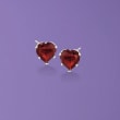 2.80 ct. t.w. Garnet Heart Stud Earrings in Sterling Silver