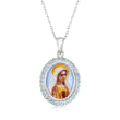 1.50 ct. t.w. Sky Blue Topaz Our Lady of Fatima Pendant Necklace in Sterling Silver