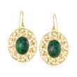 Green Aventurine Leaf Drop Earrings in 18kt Gold Over Sterling