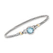 Phillip Gavriel &quot;Italian Cable&quot; 2.40 Carat Blue Topaz Bracelet in Sterling Silver with 18kt Yellow Gold